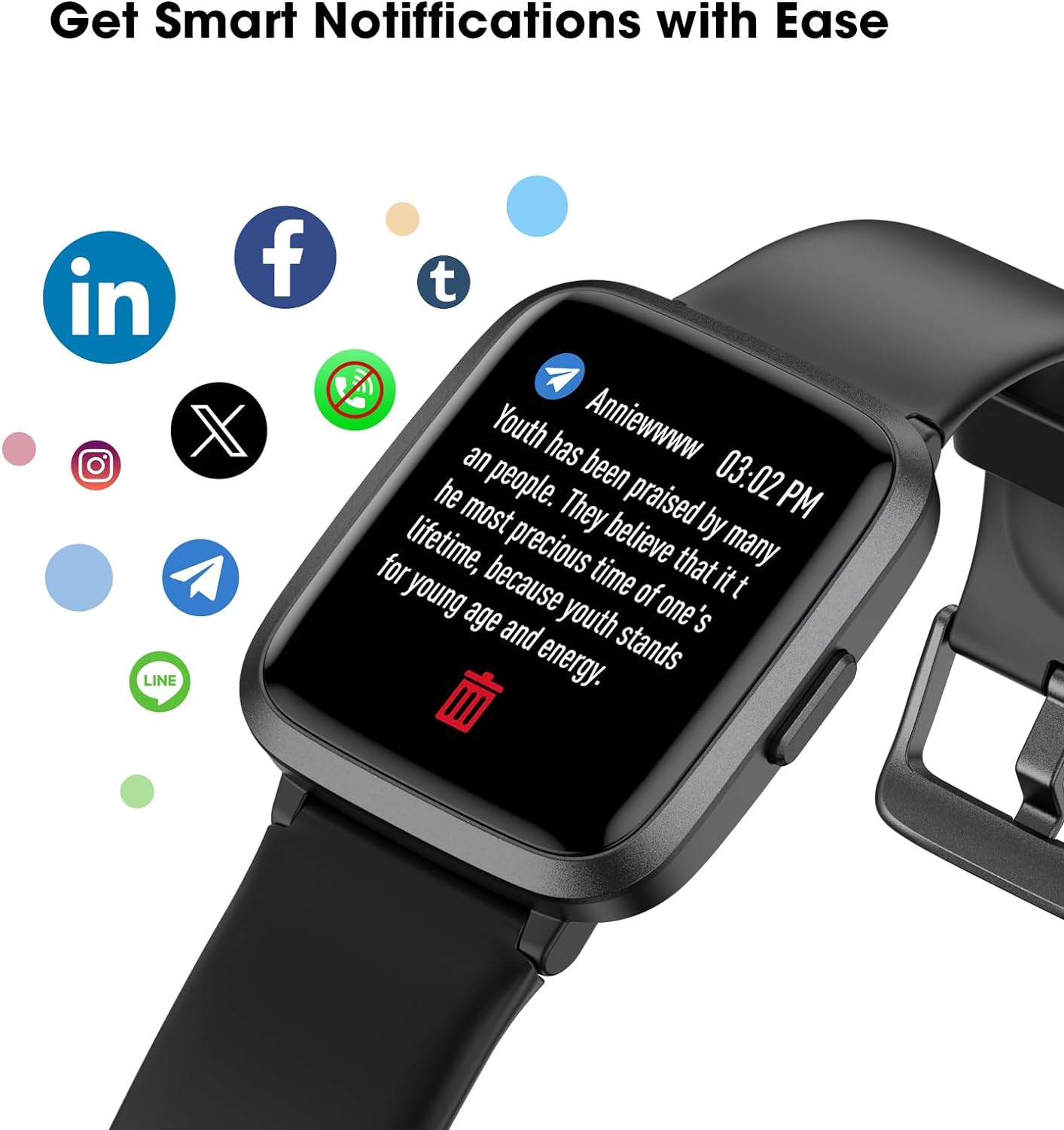 Fitness Tracker Watch with Heart Rate Monitor, Large Screen Activity Tracker with Pedometer, Sleep Monitor, Calories & Step Counter, 5ATM Waterproof Smart Watch for Women Men Fitness Watch for Sports - Image 6