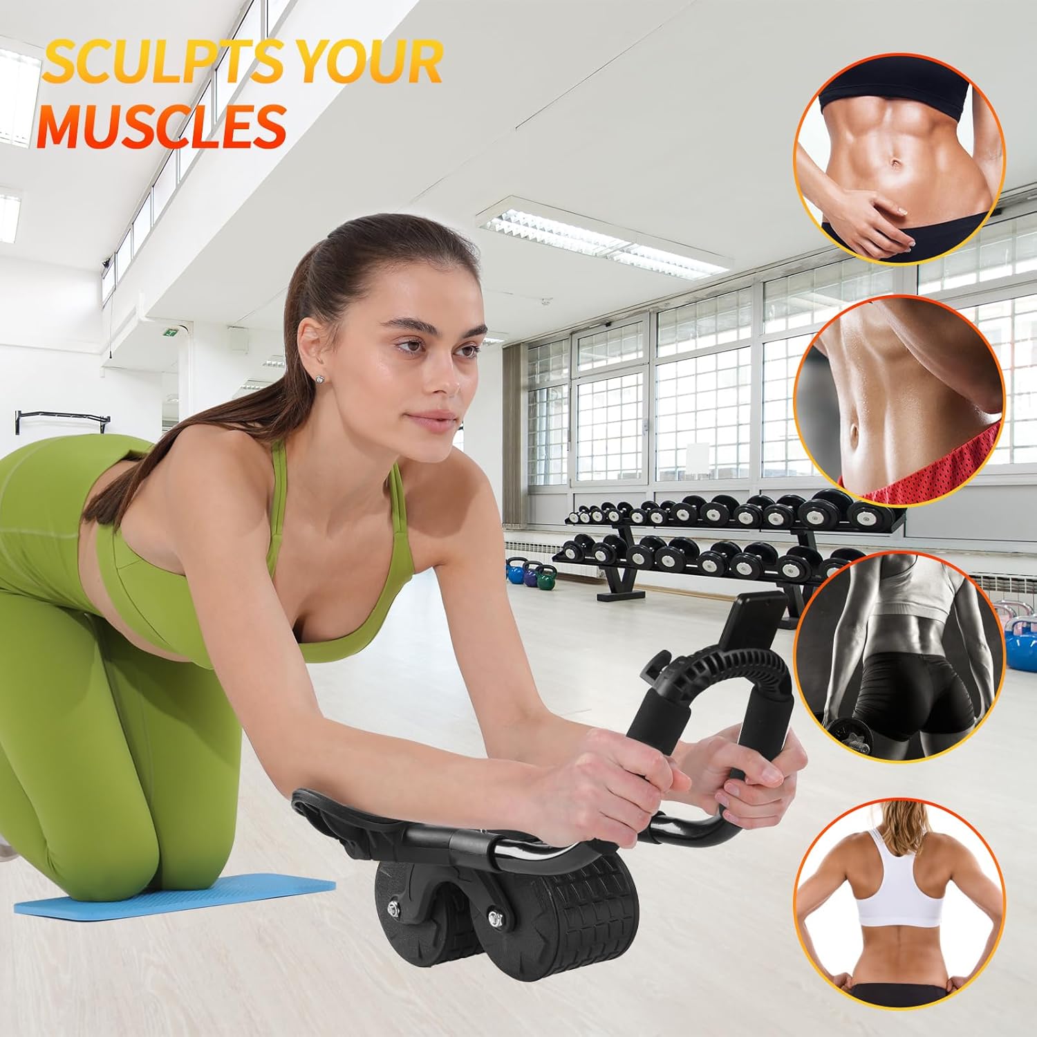 Ab Roller Wheel,with Timer Automatic Rebound Abdominal Wheel,Elbow Support Abs Roller Wheel Core Exercise Equipment - Image 6